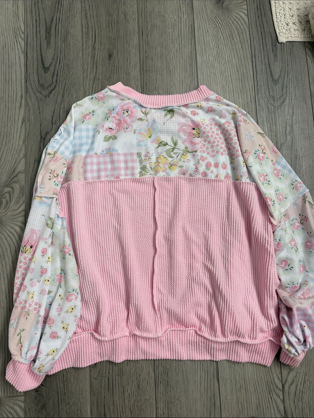Haptics Pink Floral Patchwork Pullover Sweatshirt - Picture 2 of 2